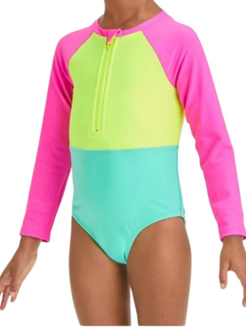 Cat & Jack Color Block Long Sleeve Toddler Swimsuit Size 2T